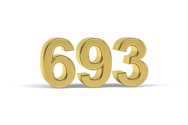 Goldene Zahl 693 Jahreszahl 693 Isoliert Auf Weißem Hintergrund Renderer — Stockfoto