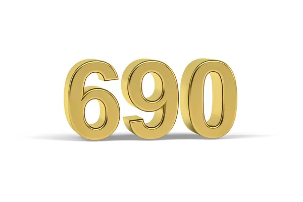 Número Oro 690 Año 690 Aislado Sobre Fondo Blanco Render — Foto de Stock