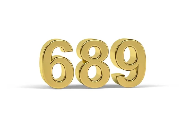 Goldene Zahl 689 Jahreszahl 689 Isoliert Auf Weißem Hintergrund Renderer — Stockfoto