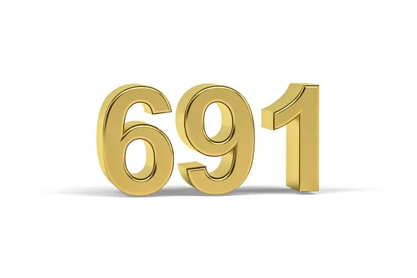 Golden Number 691 Year 691 Isolated White Background Render — Zdjęcie stockowe