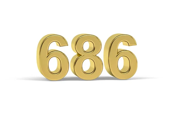 Złoty Numer 686 Rok 686 Odizolowany Białym Tle Renderowanie — Zdjęcie stockowe