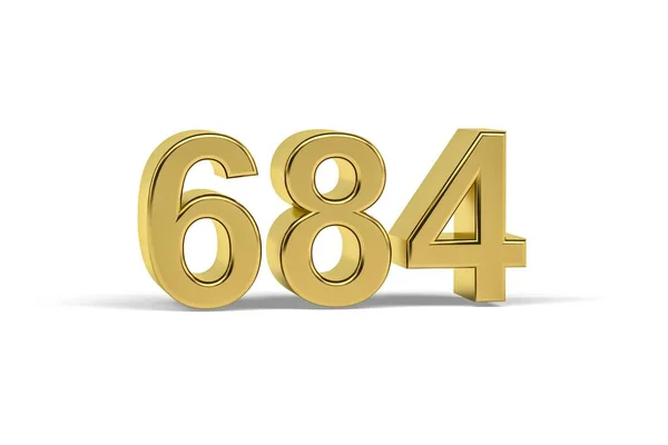 Golden Szám 684 684 Elszigetelt Fehér Alapon Render — Stock Fotó