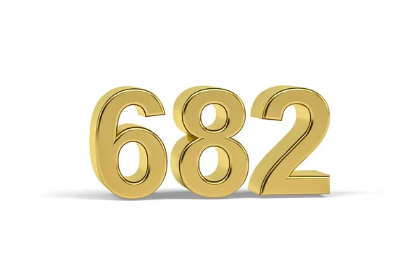 Golden Number 682 Year 682 Isolated White Background Render — стоковое фото