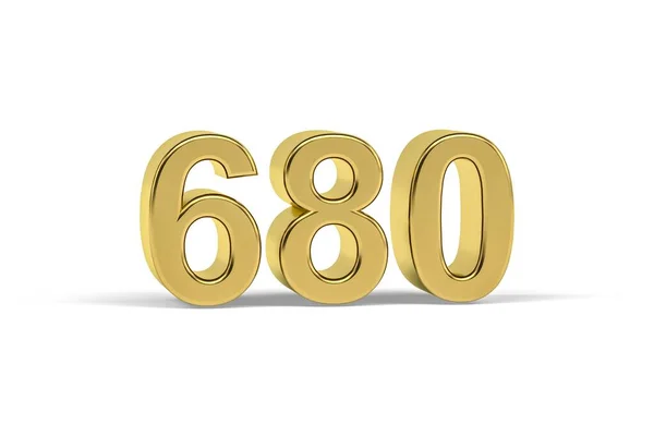 Golden Number 680 Year 680 Isolated White Background Render — Fotografia de Stock