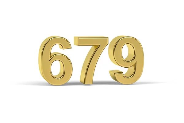 Golden Number 679 Year 679 Isolated White Background Render — Stockfoto