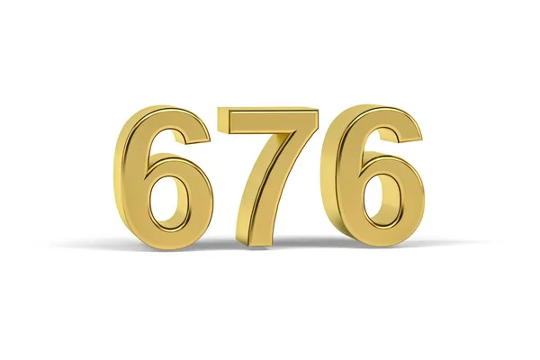 Golden Number 676 Year 676 Isolated White Background Render — стоковое фото