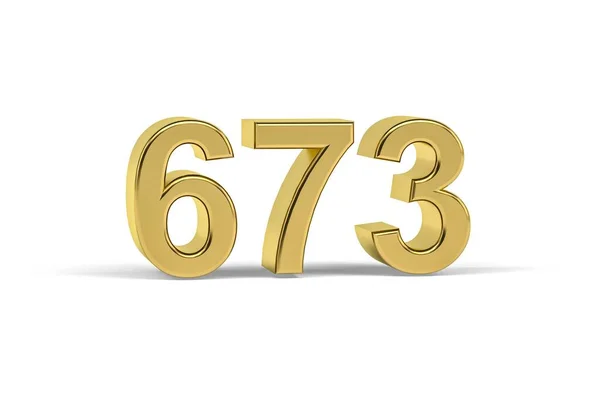 Golden Number 673 Year 673 Isolated White Background Render — стоковое фото