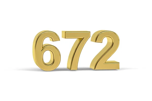Gyllene Nummer 672 672 Isolerad Vit Bakgrund Render — Stockfoto