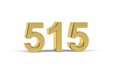 Altın 3D numara 515 - Yıl 515 Beyaz zemin üzerinde izole - 3D oluşturma