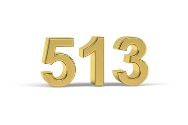 Altın 3D numara 513 - Yıl 513 Beyaz zemin üzerinde izole edilmiş - 3D oluşturma