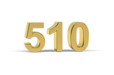 Altın 3D numara 510 - Yıl 510 Beyaz zemin üzerinde izole - 3D oluşturma