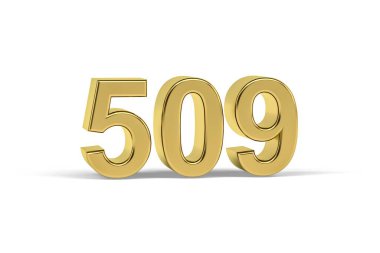 Altın 3D numara 509 - Yıl 509 Beyaz zemin üzerinde izole - 3D oluşturma