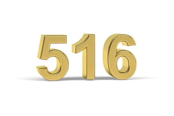 Golden Number 516 Year 516 Isolated White Background Render — Zdjęcie stockowe