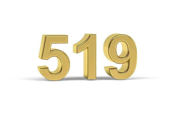 Golden Number 519 Year 519 Isolated White Background Render — Foto Stock