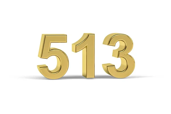 Golden Nummer 513 513 Isolerad Vit Bakgrund Render — Stockfoto