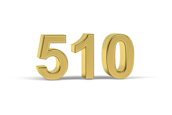 Golden Numero 510 Anno 510 Isolato Sfondo Bianco Rendering — Foto Stock