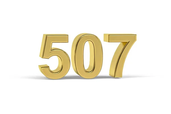 Golden Number 507 Year 507 Isolated White Background Render — стоковое фото