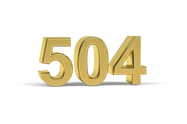 Número Dourado 504 Ano 504 Isolado Fundo Branco Renderização — Fotografia de Stock