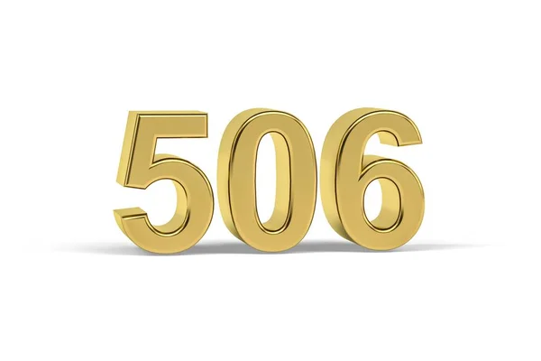 Golden Number 506 Year 506 Isolated White Background Render — Stok fotoğraf