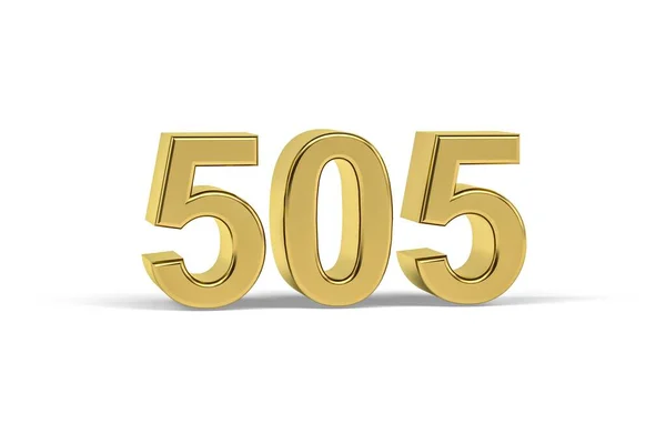 Número Dourado 505 Ano 505 Isolado Fundo Branco Renderização — Fotografia de Stock