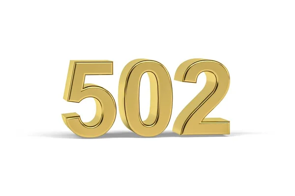 Zlaté Číslo 502 Rok 502 Izolované Bílém Pozadí Vykreslení — Stock fotografie