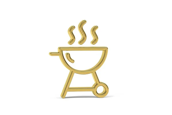 Золотая Трехмерная Икона Шашлыка Белом Фоне Трехмерная Рендеринг — стоковое фото
