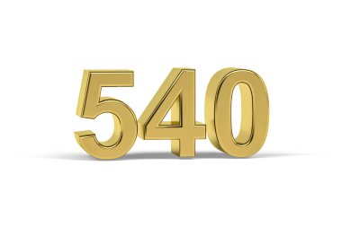 Altın 3D numara 540 - Yıl 540 beyaz arka planda izole - 3D oluşturma