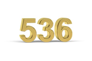 Altın 3D numara 536 - Yıl 536 beyaz arka planda izole - 3D oluşturma