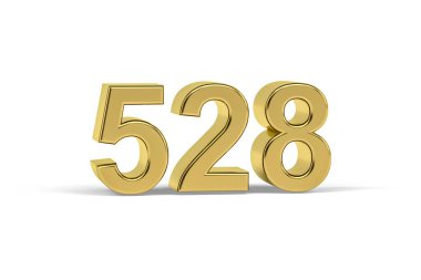 Altın 3D numara 528 - Yıl 528 beyaz arka planda izole - 3D görüntüleme