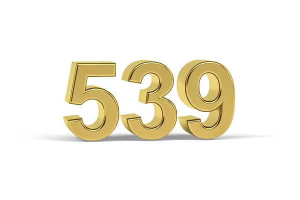 Golden Number 539 Year 539 Isolated White Background Render — Stock Photo, Image