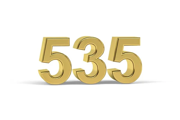 Golden Numero 535 Anno 535 Isolato Sfondo Bianco Rendering — Foto Stock