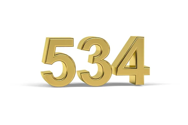 黄金の3D番号534 白い背景に孤立年534 3Dレンダリング — ストック写真