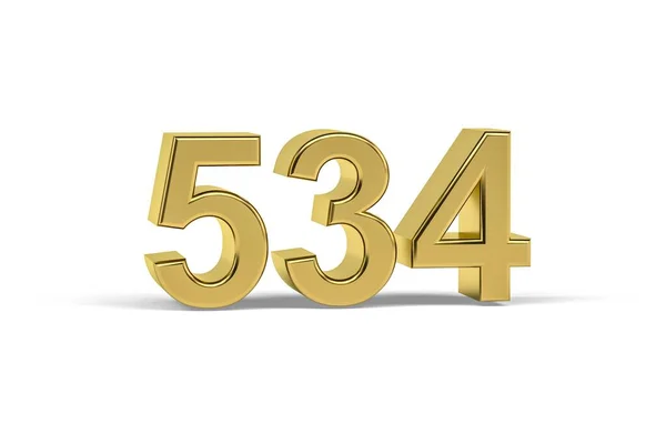 Golden Number 534 Year 534 Isolated White Background Render — ストック写真