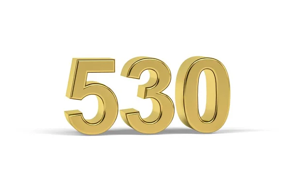 Número Dourado 530 Ano 530 Isolado Fundo Branco Renderização — Fotografia de Stock