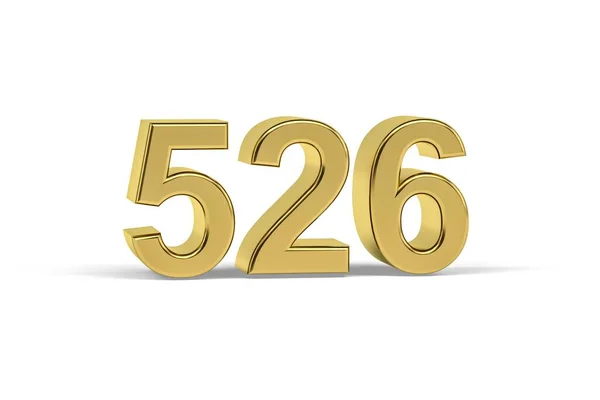 Número Dorado 526 Año 526 Aislado Sobre Fondo Blanco Render — Foto de Stock