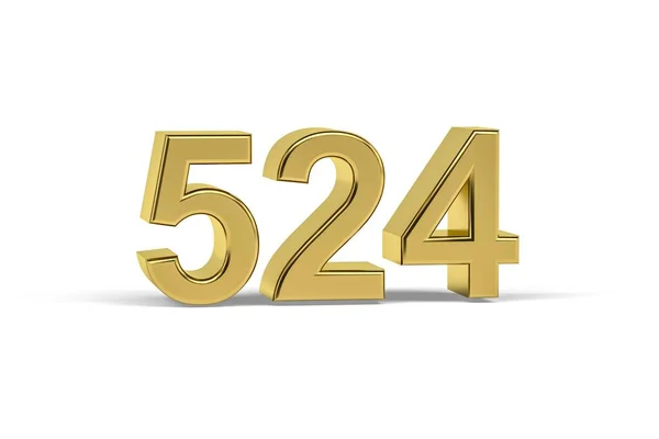 Goldene Zahl 524 Jahr 524 Isoliert Auf Weißem Hintergrund Renderer — Stockfoto