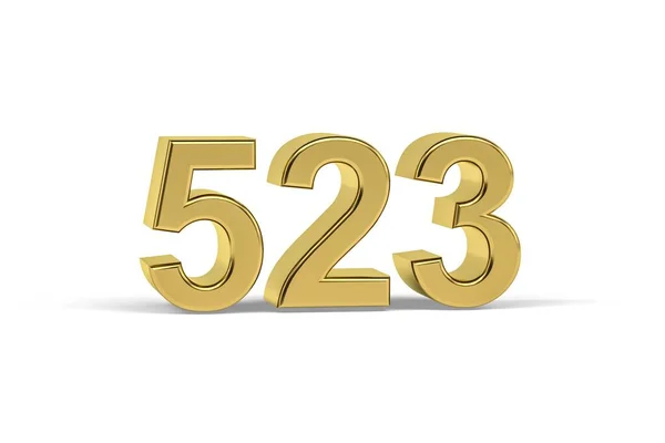 Golden Number 523 Year 523 Isolated White Background Render — Stockfoto