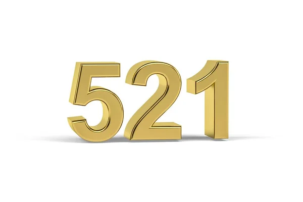 Golden Number 521 Year 521 Isolated White Background Render — Stockfoto