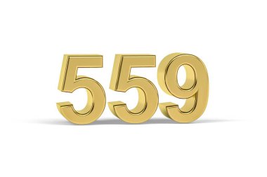 Altın 3D numara 559 - Yıl 559 beyaz arka planda izole - 3D oluşturma