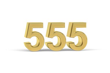 Altın 3D numara 555 - Yıl 555 beyaz arka planda izole - 3D görüntüleme