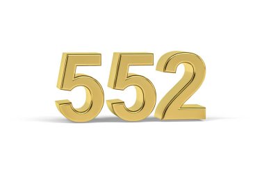 Altın 3D numara 552 - Yıl 552 Beyaz zemin üzerinde izole - 3D oluşturma