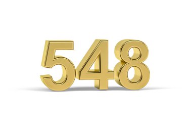 Altın 3D numara 548 - Yıl 548 beyaz arka planda izole - 3D oluşturma
