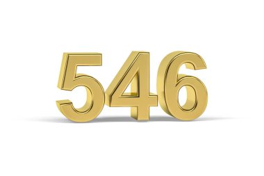Altın 3D numara 546 - Yıl 546 Beyaz zemin üzerinde izole - 3D oluşturma
