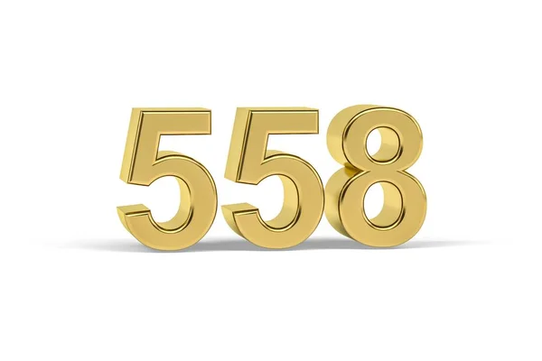 Número Dourado 558 Ano 558 Isolado Fundo Branco Renderização — Fotografia de Stock