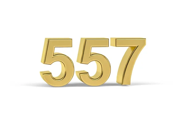 Golden Number 557 Year 557 Isolated White Background Render — Stockfoto