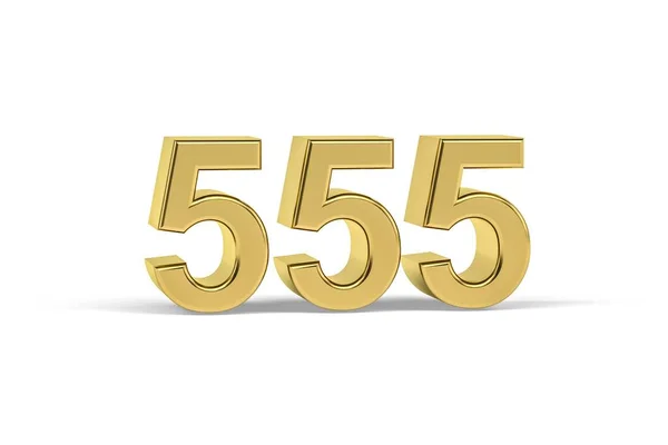 Número Dourado 555 Ano 555 Isolado Fundo Branco Renderização — Fotografia de Stock