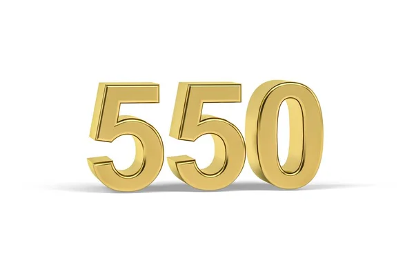 Zlaté Číslo 550 Rok 550 Izolované Bílém Pozadí Vykreslení — Stock fotografie