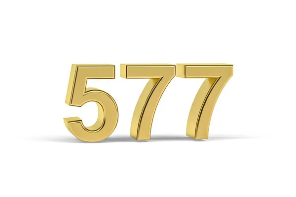Goldene Zahl 577 Jahr 577 Isoliert Auf Weißem Hintergrund Renderer — Stockfoto