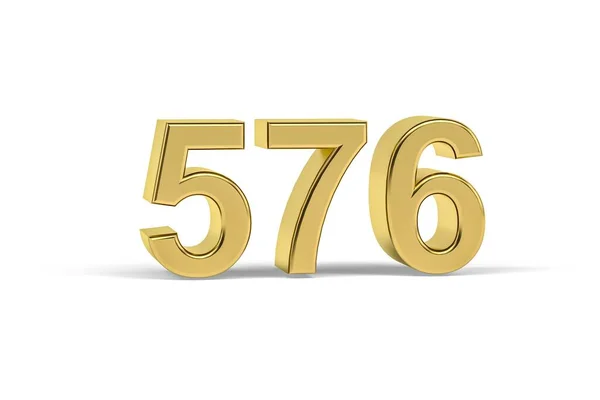 Golden Numero 576 Anno 576 Isolato Sfondo Bianco Rendering — Foto Stock