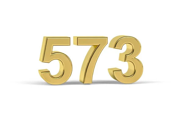 Golden Number 573 Year 573 Isolated White Background Render — 스톡 사진